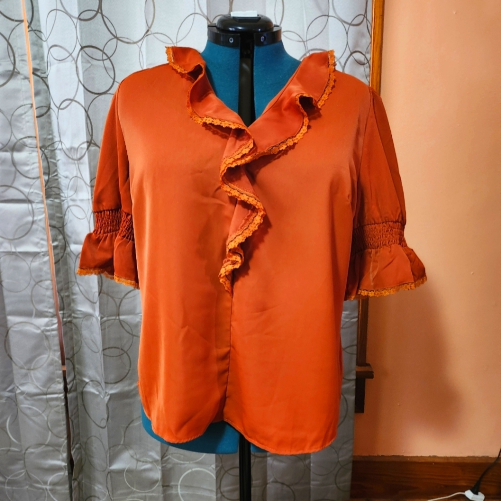 Allegra K burnt orange X-large top